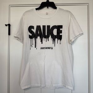 SAUCE avenue 100% cotton unisex white T-shirt